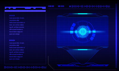 Futuristic abstract technology background. Icon symbol circuit. Vector and illustration. Sci-fi futuristic HUD lock dashboard display virtual reality technology screen background.