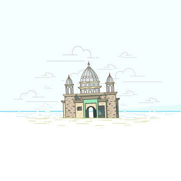 illustration of floating mosque after tsunami and earthquake in palu city 2018