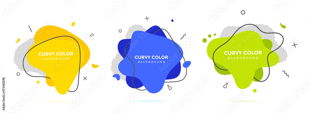 Poster modern liquid irregular amoeba blob shape abstract elements graphic flat style design fluid vector i