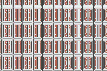 Trendy Geometric Seamless Pattern. Vector shape design for fashion textile, fabric print, website template. Abstract of black and red element isolated on grey background. Vector contrast graphic image