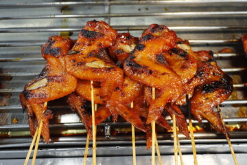 Naklejka premium Roast chicken street food in thailand.