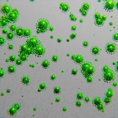 Fototapeta na wymiar 3d illustration of colored virus cells on a green background