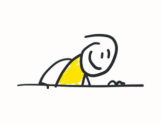 Fototapeta premium Stick figure people, working life, daily life. Freehand drawing. Vector illustration. Isolated on white background.