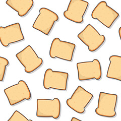 Slices Toast Bread Seamless Pattern On A White Background. Bakery Pastry Product Icon Vector Illustration