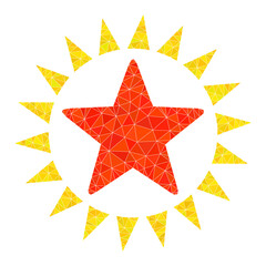 Low-poly star shine icon illustration is combined with chaotic filled triangles. Triangulated star shine polygonal symbol vector illustration. Star Shine icon is filled with triangles.