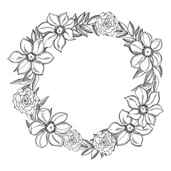 Floral wreath. Sketch   illustration.