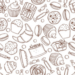 Bakery products. Vector   pattern