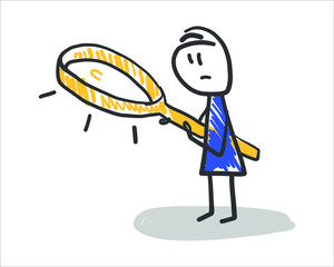 Stick figure people, working life, daily life. Freehand drawing. Vector illustration. Isolated on white background.