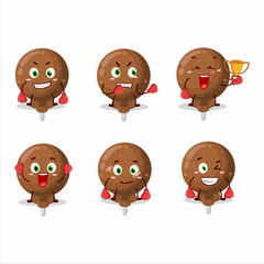 A sporty orange lolipop wrapped boxing athlete cartoon mascot design
