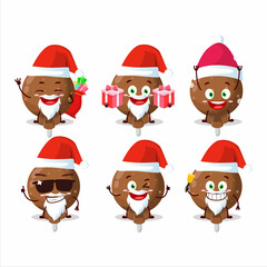 Santa Claus emoticons with orange lolipop wrapped cartoon character