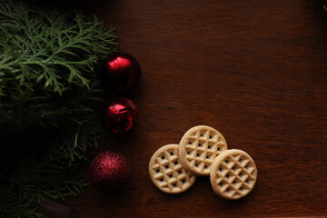 christmas decoration on wooden background