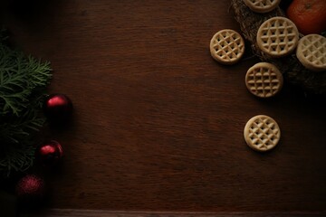 christmas decoration on wood background