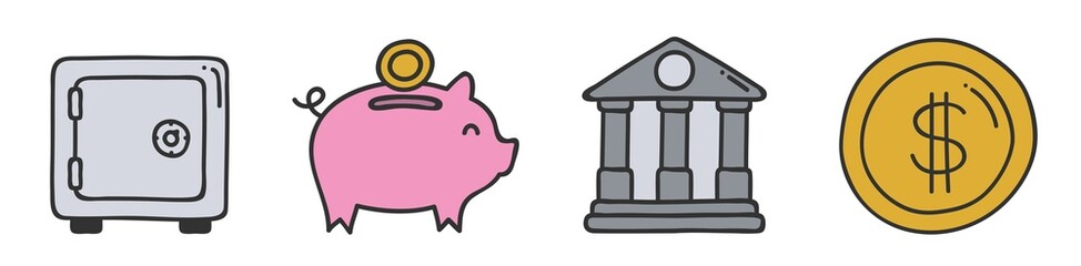 Business and Finance line Icons Set. Isolated on white