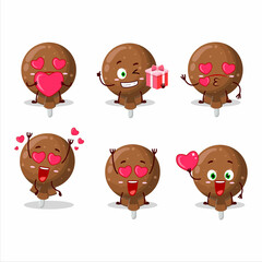 Orange lolipop wrapped cartoon character with love cute emoticon