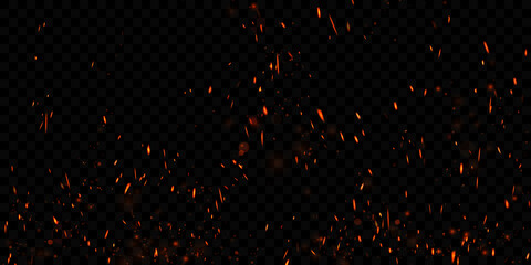 Burning red hot sparks realistic fire flames abstract background © HNKz