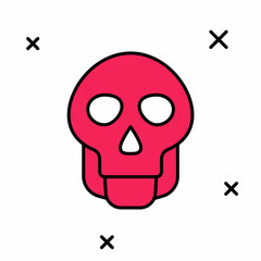 Filled outline Skull icon isolated on white background. Happy Halloween party. Vector