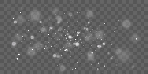 Glowing light effect with many glitter particles isolated on transparent background. Vector star cloud with dust.	