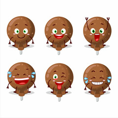 Cartoon character of orange lolipop wrapped with smile expression