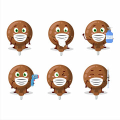 Obraz premium A picture of orange lolipop wrapped cartoon design style keep staying healthy during a pandemic