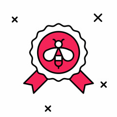 Filled outline Best bee icon isolated on white background. Sweet natural food. Honeybee or apis with wings symbol. Flying insect. Vector