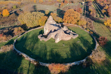 Ecseri ruin church next to Revfulop Hungary. Amazing ancient monument from 12th century about the...