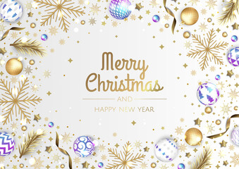 Fototapeta na wymiar Merry Christmas sale banner template. Greeting card, banner, poster, header for website
