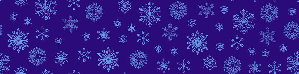Naklejka na ściany i meble Winter background with snowflakes. Christmas seamless pattern. Vector illustration.