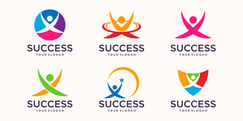 people care success health life logo template icons