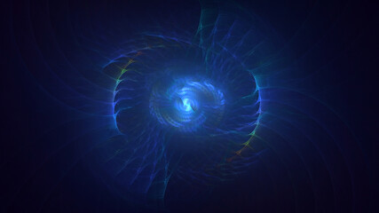 3D rendering abstract blue fractal light background