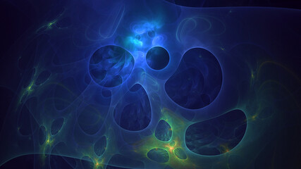 3D rendering abstract blue fractal light background