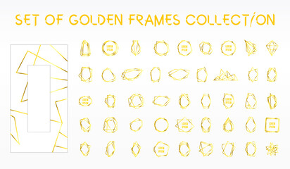 Golden geometric frames. Design elements for wedding invitation card, different celebration, poster, flyer, banner. Luxury frames vector set.