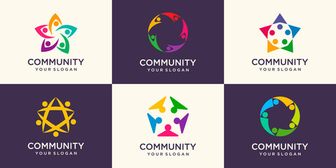 Set of People logo with colorful design. Simple logo design template