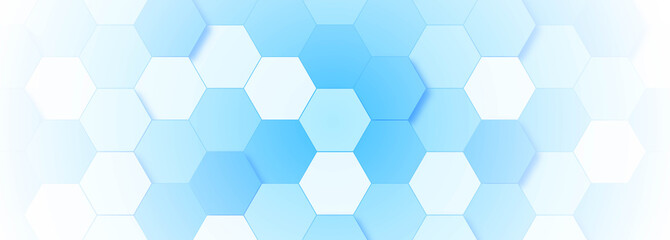 Blue molecule structure banner template vector