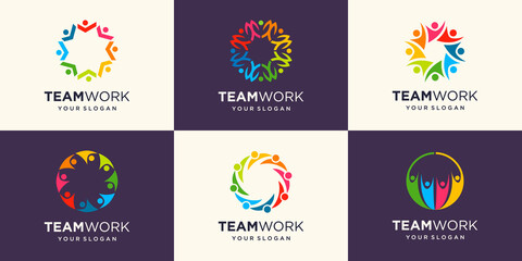 Fototapeta na wymiar Social Network Team Partners Family Friends logo design.