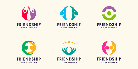 Partnership business logo. Linear banner of teamwork