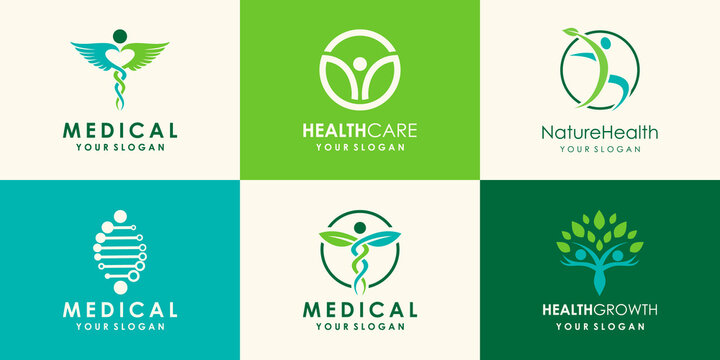Healthy People and Cannabis Leaf logo design template