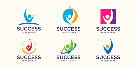 Success people works logo vector logo design template