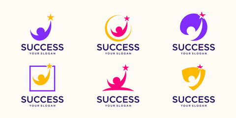 Success people logo design vector template