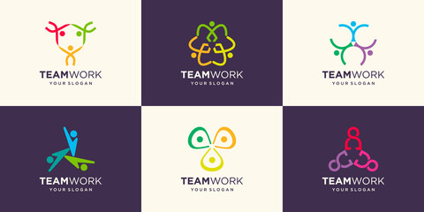Social Community Group Logo Design Template. abstract People Icon