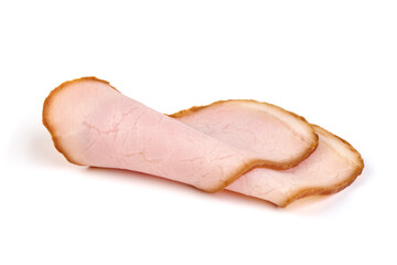 Pork Loin slices, isolated on white background.