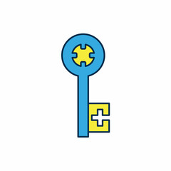 Filled outline Old key icon isolated on white background. Vector