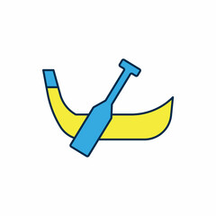 Filled outline Gondola boat italy venice icon isolated on white background. Tourism rowing transport romantic. Vector