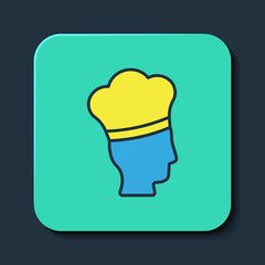 Filled outline Italian cook icon isolated on blue background. Turquoise square button. Vector