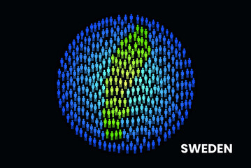 Sweden population people map in globe vector illustration design