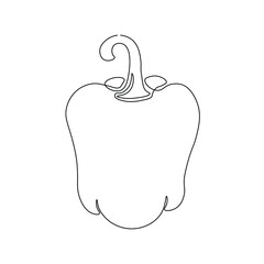Bell Papper line drawing vector. Food concept. Isolated icon. Vegetable Vector Design. Design linear artwork element. Flat design. one-line object.