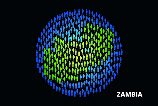 Zambia Population People Map In Globe Vector Illustration Design