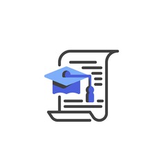 Diploma, certificate line icon