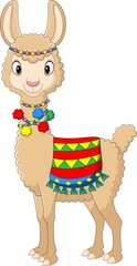 Cartoon funny llama on white background © tigatelu