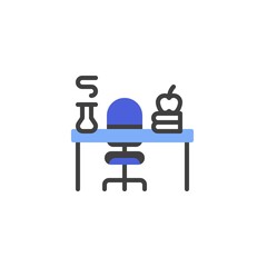 Teacher desk line icon