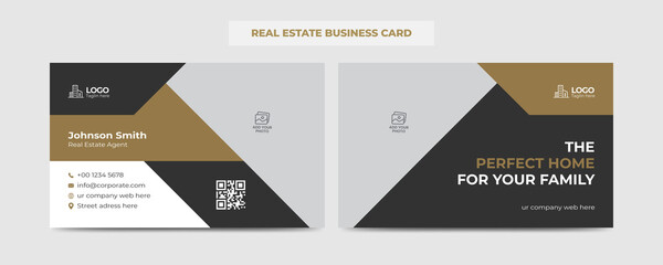 Real Estate Agent and Construction Business Card Template. Creative Real Estate Business card. Modern Home Visiting Card. Name Card Template